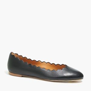 Leather Scalloped Ballet Flats